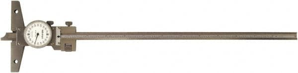 Mitutoyo - 0 to 12 Inch Range, Dial Depth Gage - 0.001 Inch Graduation, 12 Inch Travel, 410 mm Base Measuring Length - A1 Tooling