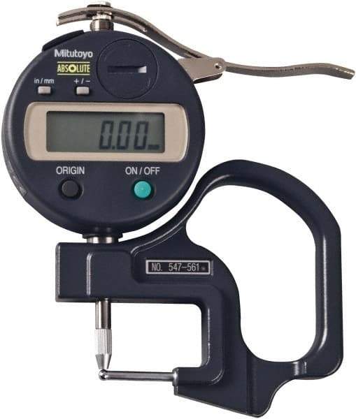 Mitutoyo - 1/2" Measurement, 0.01mm Resolution Electronic Thickness Gage - Accurate up to 0.001" - A1 Tooling