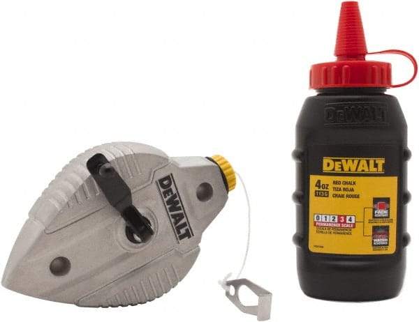 DeWALT - 100' Long Reel & Chalk Set - Red, Includes 4 oz Red Chalk - A1 Tooling