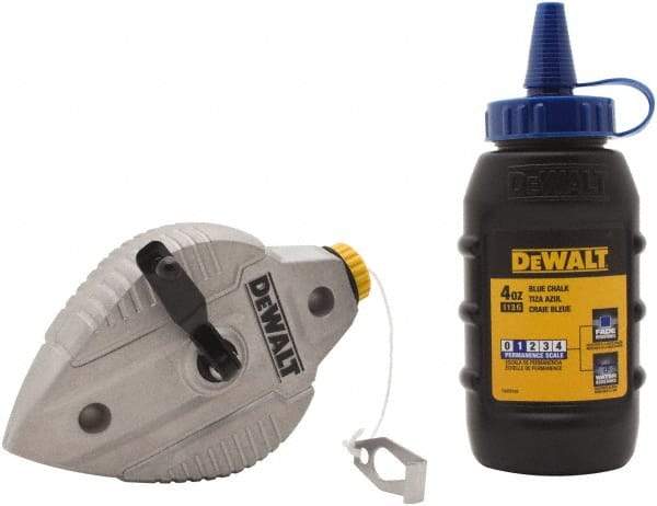 DeWALT - 100' Long Reel & Chalk Set - Blue, Includes 4 oz Blue Chalk - A1 Tooling