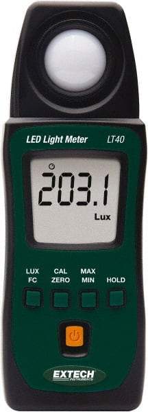 Extech - AAA Batteries, 40,000 FC, LCD Display, Color Corrected Photodiode, Light Meter - 3 Accuracy, Compatible with LED Lighting - A1 Tooling