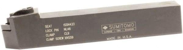 Sumitomo - MSDN, Neutral Cut, 45° Lead Angle, 1" Shank Height x 1" Shank Width, Negative Rake Indexable Turning Toolholder - 6" OAL, SNMG 43 Insert Compatibility, Series Multi-Option - A1 Tooling