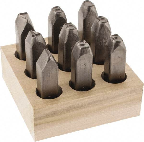 C.H. Hanson - 9 Piece, 1/2" Character Steel Stamp Set - Figures, Heavy Duty - A1 Tooling