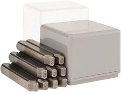 C.H. Hanson - 9 Piece, 1/8" Character Steel Stamp Set - Figures, Low Stress Round Face Dot - A1 Tooling