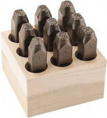 C.H. Hanson - 9 Piece, 3/8" Character Steel Stamp Set - Figures, Low Stress Round Face Dot - A1 Tooling