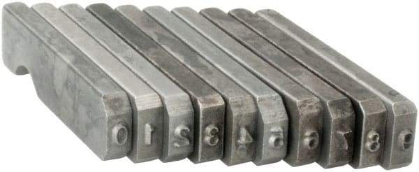 C.H. Hanson - 10 Piece, 1/16 Inch Character, Steel Type Set - 10 Character Capacity, 0-9 Content - A1 Tooling