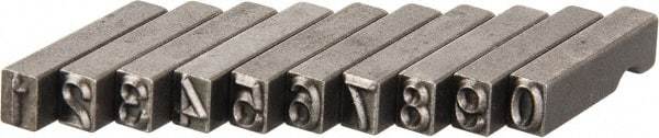 C.H. Hanson - 10 Piece, 3/16 Inch Character, Steel Type Set - 10 Character Capacity, 0-9 Content - A1 Tooling