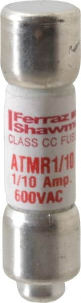 Ferraz Shawmut - 600 VAC/VDC, 0.1 Amp, Fast-Acting General Purpose Fuse - Clip Mount, 1-1/2" OAL, 100 at DC, 200 at AC kA Rating, 13/32" Diam - A1 Tooling