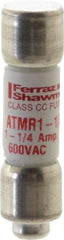 Ferraz Shawmut - 600 VAC/VDC, 1.25 Amp, Fast-Acting General Purpose Fuse - Clip Mount, 1-1/2" OAL, 100 at DC, 200 at AC kA Rating, 13/32" Diam - A1 Tooling