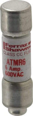 Ferraz Shawmut - 600 VAC/VDC, 6 Amp, Fast-Acting General Purpose Fuse - Clip Mount, 1-1/2" OAL, 100 at DC, 200 at AC kA Rating, 13/32" Diam - A1 Tooling