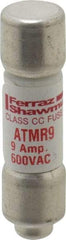 Ferraz Shawmut - 600 VAC/VDC, 9 Amp, Fast-Acting General Purpose Fuse - Clip Mount, 1-1/2" OAL, 100 at DC, 200 at AC kA Rating, 13/32" Diam - A1 Tooling