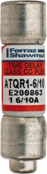 Ferraz Shawmut - 300 VDC, 600 VAC, 1.6 Amp, Time Delay General Purpose Fuse - Clip Mount, 1-1/2" OAL, 100 at DC, 200 at AC kA Rating, 13/32" Diam - A1 Tooling