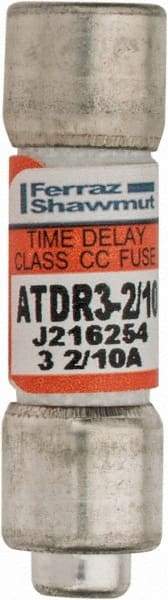 Ferraz Shawmut - 300 VDC, 600 VAC, 3.2 Amp, Time Delay General Purpose Fuse - Clip Mount, 1-1/2" OAL, 100 at DC, 200 at AC kA Rating, 13/32" Diam - A1 Tooling