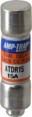 Ferraz Shawmut - 300 VDC, 600 VAC, 15 Amp, Time Delay General Purpose Fuse - Clip Mount, 1-1/2" OAL, 100 at DC, 200 at AC kA Rating, 13/32" Diam - A1 Tooling