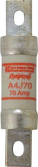 Ferraz Shawmut - 300 VDC, 600 VAC, 70 Amp, Fast-Acting General Purpose Fuse - Clip Mount, 4-5/8" OAL, 100 at DC, 200 at AC kA Rating, 1-1/8" Diam - A1 Tooling