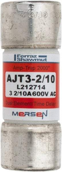 Ferraz Shawmut - 500 VDC, 600 VAC, 3.2 Amp, Time Delay General Purpose Fuse - Clip Mount, 2-1/4" OAL, 100 at DC, 200 at AC, 300 (Self-Certified) kA Rating, 13/16" Diam - A1 Tooling