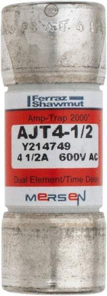 Ferraz Shawmut - 500 VDC, 600 VAC, 4.5 Amp, Time Delay General Purpose Fuse - Clip Mount, 2-1/4" OAL, 100 at DC, 200 at AC, 300 (Self-Certified) kA Rating, 13/16" Diam - A1 Tooling