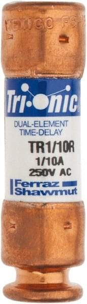 Ferraz Shawmut - 250 VAC/VDC, 0.1 Amp, Time Delay General Purpose Fuse - Clip Mount, 50.8mm OAL, 20 at DC, 200 at AC kA Rating, 9/16" Diam - A1 Tooling