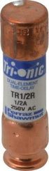 Ferraz Shawmut - 250 VAC/VDC, 0.5 Amp, Time Delay General Purpose Fuse - Clip Mount, 50.8mm OAL, 20 at DC, 200 at AC kA Rating, 9/16" Diam - A1 Tooling