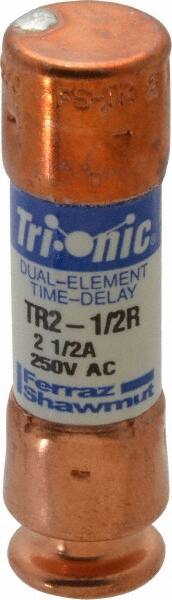 Ferraz Shawmut - 250 VAC/VDC, 2.5 Amp, Time Delay General Purpose Fuse - Clip Mount, 50.8mm OAL, 20 at DC, 200 at AC kA Rating, 9/16" Diam - A1 Tooling