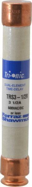 Ferraz Shawmut - 600 VAC/VDC, 3.5 Amp, Time Delay General Purpose Fuse - Clip Mount, 127mm OAL, 20 at DC, 200 at AC kA Rating, 13/16" Diam - A1 Tooling