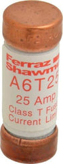 Ferraz Shawmut - 300 VDC, 600 VAC, 25 Amp, Fast-Acting General Purpose Fuse - Clip Mount, 1-1/2" OAL, 100 at DC, 200 at AC kA Rating, 9/16" Diam - A1 Tooling