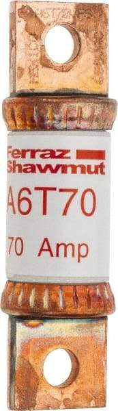 Ferraz Shawmut - 300 VDC & 600 VAC, 70 Amp, Fast-Acting General Purpose Fuse - Bolt-on Mount, 75mm OAL, 100 at DC, 200 at AC kA Rating, 13/16" Diam - A1 Tooling