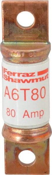 Ferraz Shawmut - 300 VDC & 600 VAC, 80 Amp, Fast-Acting General Purpose Fuse - Bolt-on Mount, 75mm OAL, 100 at DC, 200 at AC kA Rating, 13/16" Diam - A1 Tooling