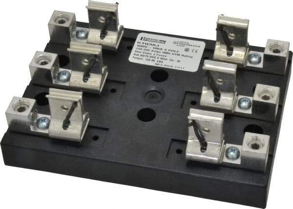 Ferraz Shawmut - 3 Pole, 6 to 2/0 AWG, 600 VAC/VDC, 100 Amp, Screw Mount Fuse Block - 4 Inch Long x 4.65 Inch Wide x 2.21 Inch High Block - A1 Tooling