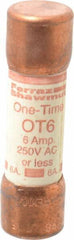 Ferraz Shawmut - 250 VAC/VDC, 6 Amp, Fast-Acting General Purpose Fuse - Clip Mount, 50.8mm OAL, 20 at DC, 50 at AC kA Rating, 9/16" Diam - A1 Tooling