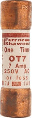 Ferraz Shawmut - 250 VAC/VDC, 7 Amp, Fast-Acting General Purpose Fuse - Clip Mount, 50.8mm OAL, 20 at DC, 50 at AC kA Rating, 9/16" Diam - A1 Tooling