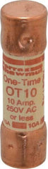 Ferraz Shawmut - 250 VAC/VDC, 10 Amp, Fast-Acting General Purpose Fuse - Clip Mount, 50.8mm OAL, 20 at DC, 50 at AC kA Rating, 9/16" Diam - A1 Tooling