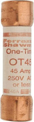 Ferraz Shawmut - 250 VAC/VDC, 45 Amp, Fast-Acting General Purpose Fuse - Clip Mount, 76.2mm OAL, 20 at DC, 50 at AC kA Rating, 13/16" Diam - A1 Tooling