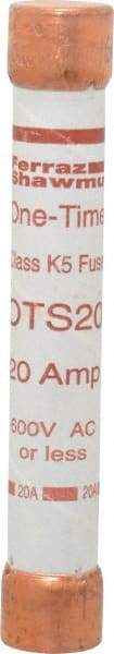 Ferraz Shawmut - 300 VDC, 600 VAC, 20 Amp, Fast-Acting General Purpose Fuse - Clip Mount, 127mm OAL, 20 at DC, 50 at AC kA Rating, 13/16" Diam - A1 Tooling