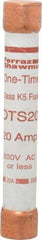 Ferraz Shawmut - 300 VDC, 600 VAC, 20 Amp, Fast-Acting General Purpose Fuse - Clip Mount, 127mm OAL, 20 at DC, 50 at AC kA Rating, 13/16" Diam - A1 Tooling