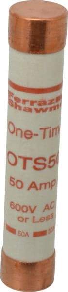 Ferraz Shawmut - 300 VDC, 600 VAC, 50 Amp, Fast-Acting General Purpose Fuse - Clip Mount, 5-1/2" OAL, 20 at DC, 50 at AC kA Rating, 1-1/16" Diam - A1 Tooling