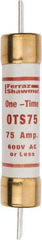 Ferraz Shawmut - 300 VDC, 600 VAC, 75 Amp, Fast-Acting General Purpose Fuse - Clip Mount, 7-7/8" OAL, 20 at DC, 50 at AC kA Rating, 1-5/16" Diam - A1 Tooling