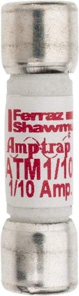 Ferraz Shawmut - 600 VAC/VDC, 0.1 Amp, Fast-Acting General Purpose Fuse - Clip Mount, 1-1/2" OAL, 100 at AC/DC kA Rating, 13/32" Diam - A1 Tooling