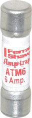 Ferraz Shawmut - 600 VAC/VDC, 6 Amp, Fast-Acting General Purpose Fuse - Clip Mount, 1-1/2" OAL, 100 at AC/DC kA Rating, 13/32" Diam - A1 Tooling