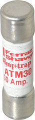 Ferraz Shawmut - 600 VAC/VDC, 30 Amp, Fast-Acting Midget Fuse - Clip Mount, 1-1/2" OAL, 100 at AC/DC kA Rating, 13/32" Diam - A1 Tooling