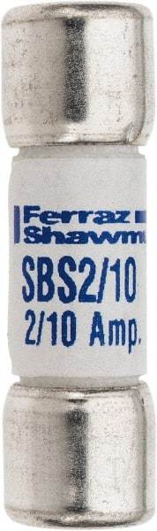 Ferraz Shawmut - 600 VAC, 0.2 Amp, Fast-Acting General Purpose Fuse - Clip Mount, 1-3/8" OAL, 100 at AC kA Rating, 13/32" Diam - A1 Tooling