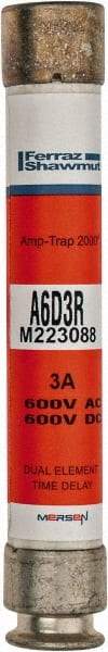 Ferraz Shawmut - 600 VAC/VDC, 3 Amp, Time Delay General Purpose Fuse - Clip Mount, 127mm OAL, 100 at DC, 200 at AC kA Rating, 13/16" Diam - A1 Tooling