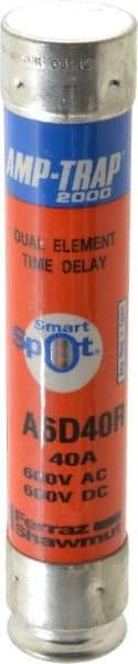 Ferraz Shawmut - 600 VAC/VDC, 40 Amp, Time Delay General Purpose Fuse - Clip Mount, 5-1/2" OAL, 100 at DC, 200 at AC kA Rating, 1-1/16" Diam - A1 Tooling