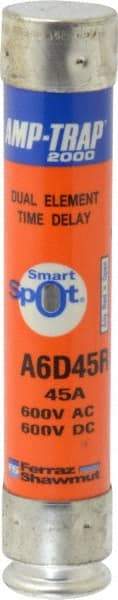 Ferraz Shawmut - 600 VAC/VDC, 45 Amp, Time Delay General Purpose Fuse - Clip Mount, 5-1/2" OAL, 100 at DC, 200 at AC kA Rating, 1-1/16" Diam - A1 Tooling