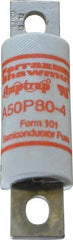 Ferraz Shawmut - 450 VDC, 500 VAC, 80 Amp, Fast-Acting Semiconductor/High Speed Fuse - Bolt-on Mount, 3-5/8" OAL, 100 at AC, 79 at DC kA Rating, 1" Diam - A1 Tooling