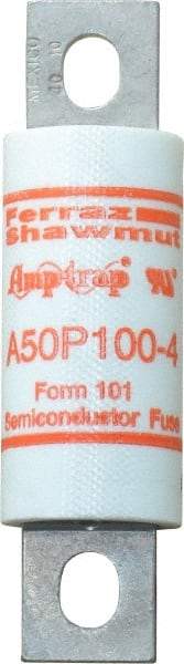 Ferraz Shawmut - 450 VDC, 500 VAC, 100 Amp, Fast-Acting Semiconductor/High Speed Fuse - Bolt-on Mount, 3-5/8" OAL, 100 at AC, 79 at DC kA Rating, 1" Diam - A1 Tooling