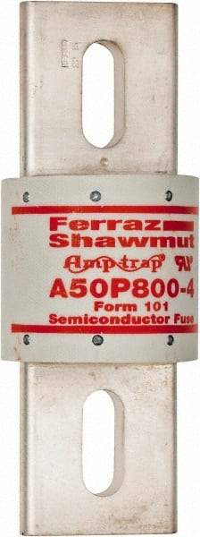 Ferraz Shawmut - 450 VDC, 500 VAC, 800 Amp, Fast-Acting Semiconductor/High Speed Fuse - Bolt-on Mount, 6-15/32" OAL, 100 at AC, 79 at DC kA Rating, 2-1/2" Diam - A1 Tooling