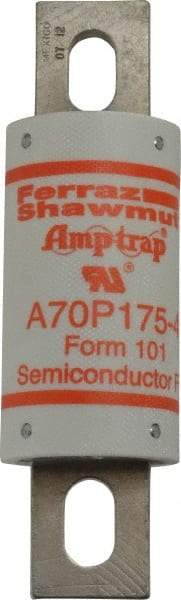 Ferraz Shawmut - 650 VDC, 700 VAC, 175 Amp, Fast-Acting Semiconductor/High Speed Fuse - Bolt-on Mount, 5-3/32" OAL, 100 at AC/DC kA Rating, 1-1/2" Diam - A1 Tooling