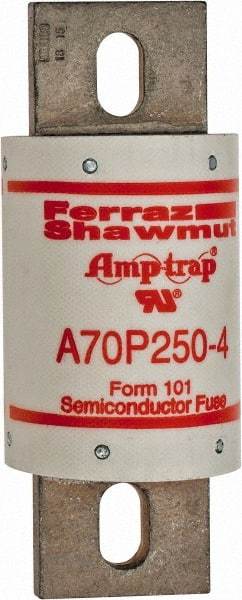 Ferraz Shawmut - 650 VDC, 700 VAC, 250 Amp, Fast-Acting Semiconductor/High Speed Fuse - Bolt-on Mount, 5-3/32" OAL, 100 at AC/DC kA Rating, 2" Diam - A1 Tooling