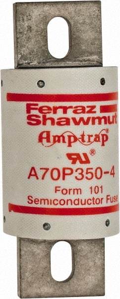 Ferraz Shawmut - 650 VDC, 700 VAC, 350 Amp, Fast-Acting Semiconductor/High Speed Fuse - Bolt-on Mount, 5-3/32" OAL, 100 at AC/DC kA Rating, 2" Diam - A1 Tooling